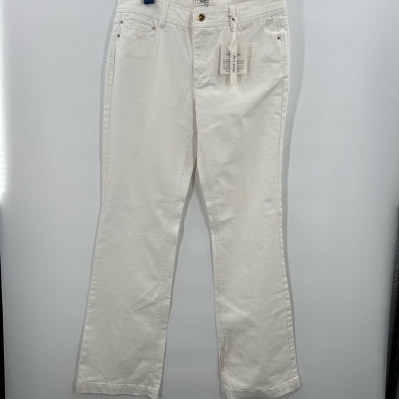 Blanc White Boot Leg Denim Silver/Gold Studs & Stones Ladies 10 NEW - Picture 1 of 14